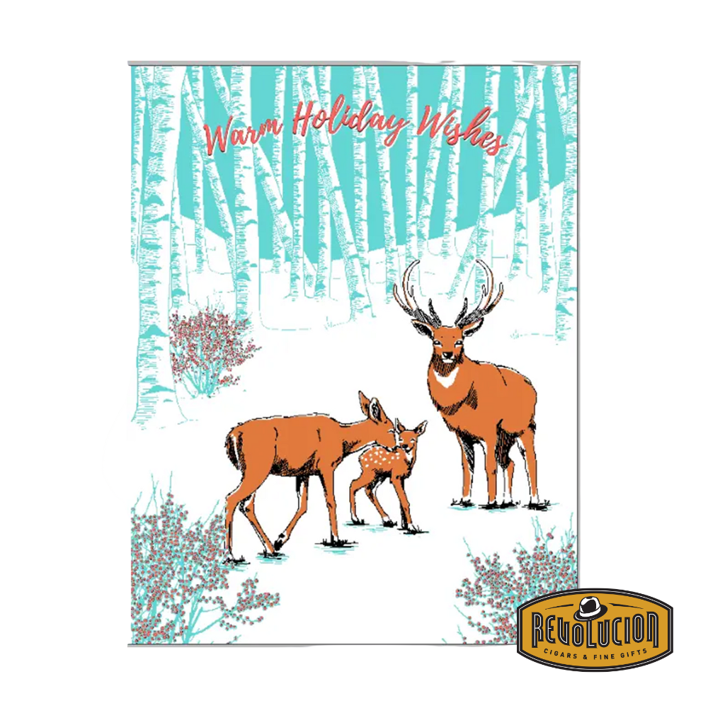 Greeting Card Holiday Winter Deer showcasing a beautifully illustrated deer in a serene winter landscape, perfect for sending warm seasonal wishes.