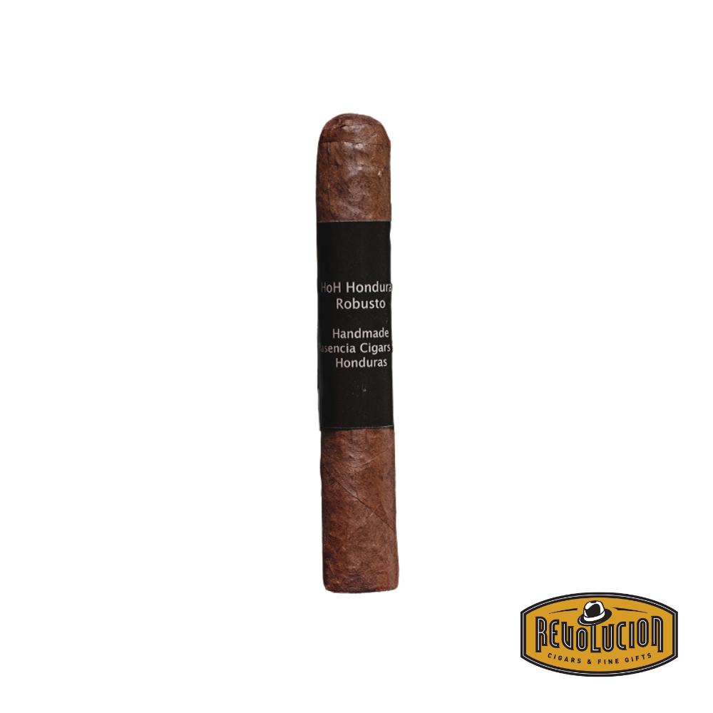 HOH Robusto medium-strength Honduran cigar with band, showcasing its rich brown wrapper.