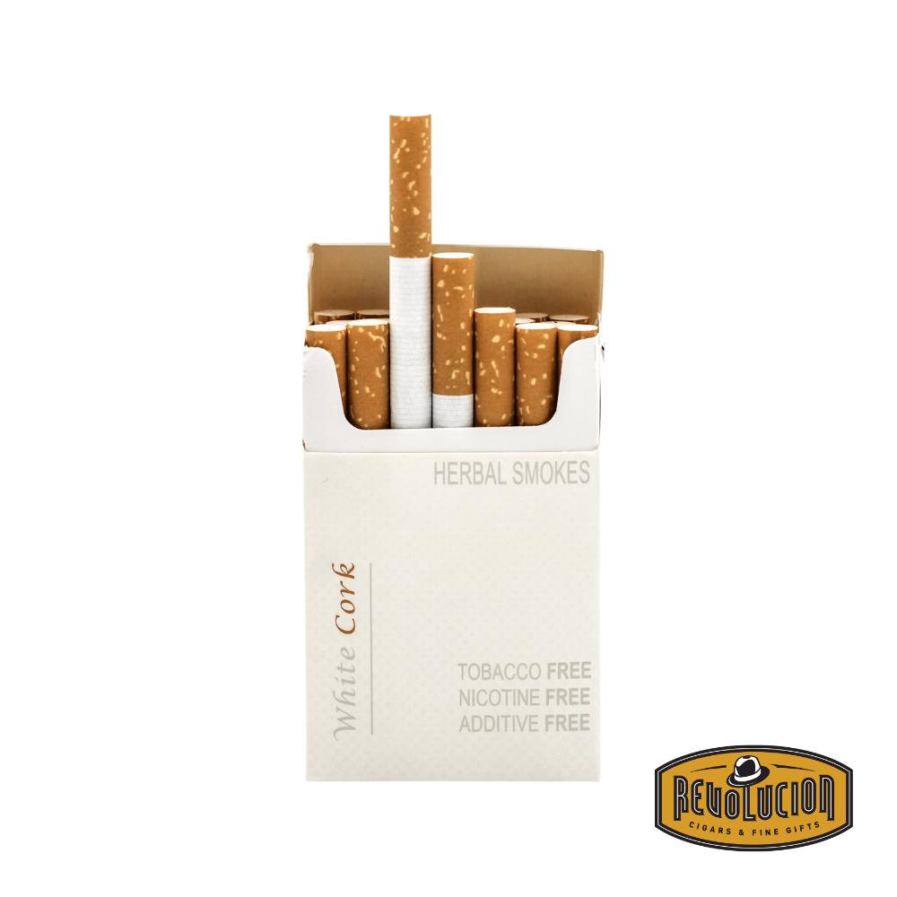 Honeyrose Deluxe Non-Flavoured Herbal Cigarettes in a pack of 20, featuring a classic white and gold design with tobacco-free, nicotine-free, and additive-free labeling.