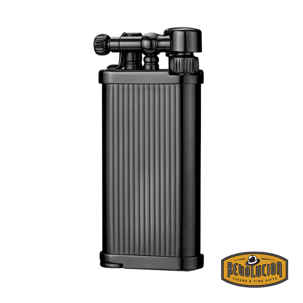 IM Corona Old Boy 8306 Pipe Lighter, front view showcasing its sleek silver-tone finish with detailed etching and classic flint ignition design.