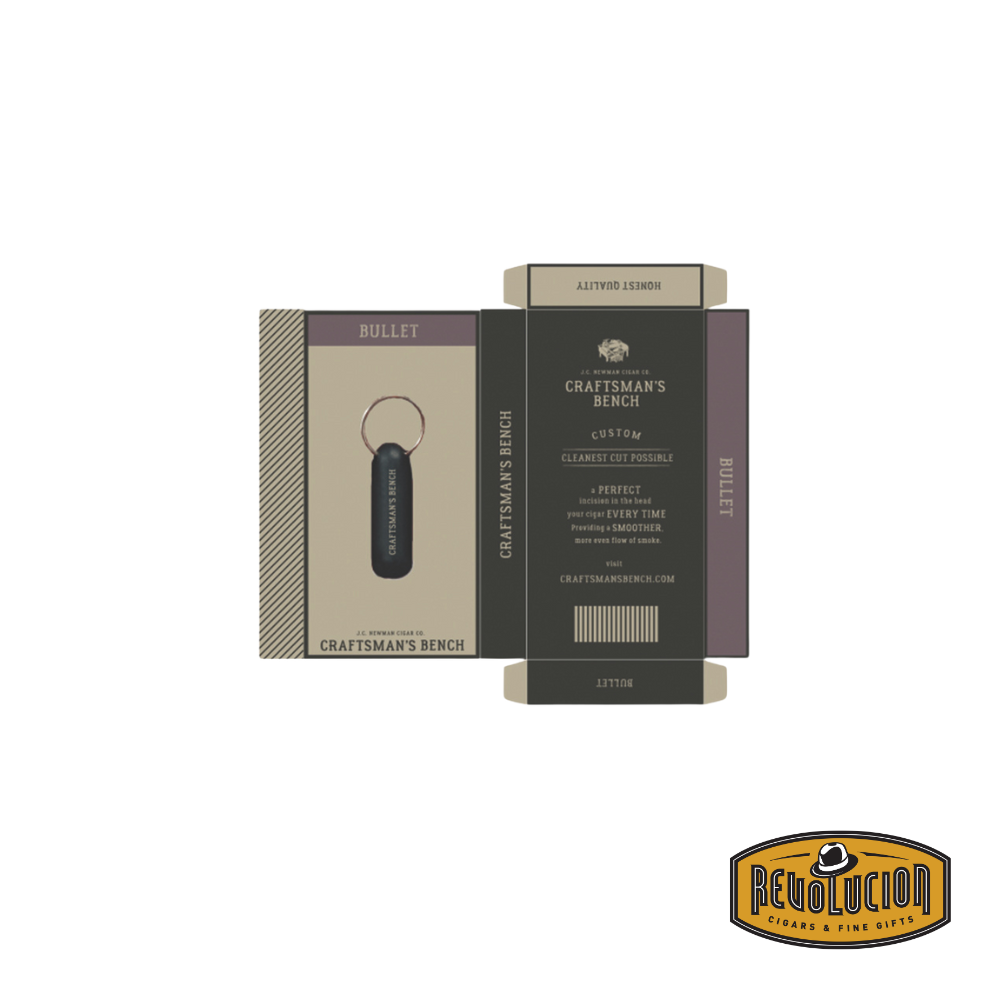 The J.C. Newman Craftsman’s Bench Bullet Cutter, elegantly packaged in a branded box, showcasing its sleek and compact design.