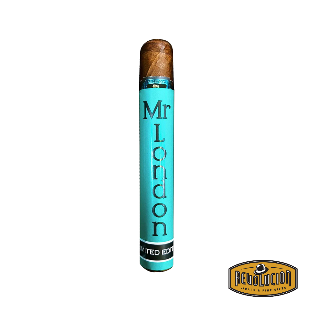 J. London Cigars Mr. London Super Robusto Medium Strength Dominican Cigar with elegant band and smooth wrapper.