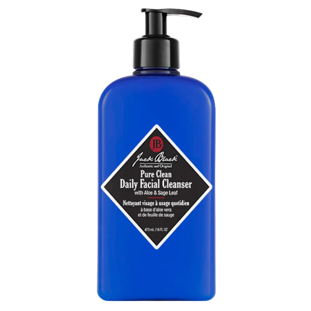 Jack Black Pure Clean Daily Facial Cleanser 16oz bottle – large-size bottle with pump, ideal for extended use.