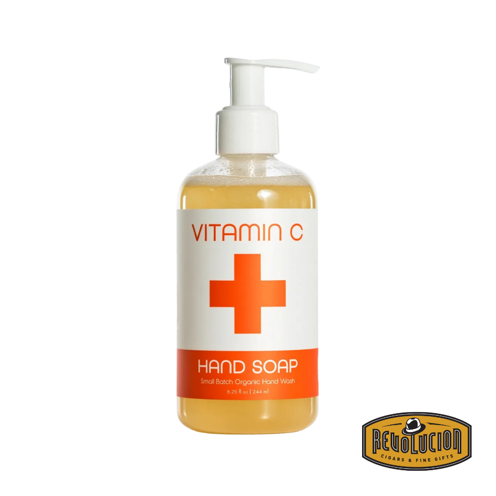 Kalastyle Nordic+Wellness™ Vitamin C Organic Liquid Hand Soap – sleek amber-colored pump bottle with minimalist white and orange label, offering an elegant and clean look.