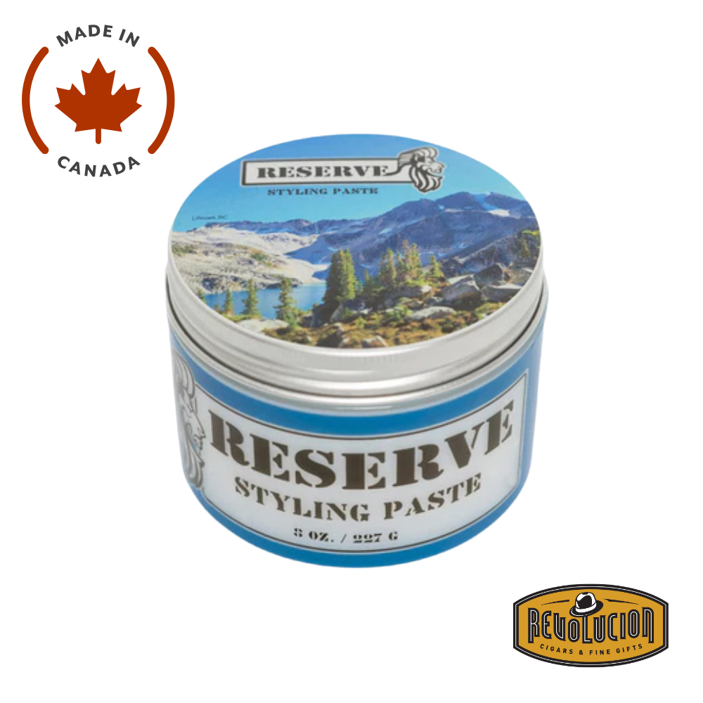 King & Country Styling Paste Reserve Matte 8oz – a matte-finish hair styling paste in a large, premium black jar.