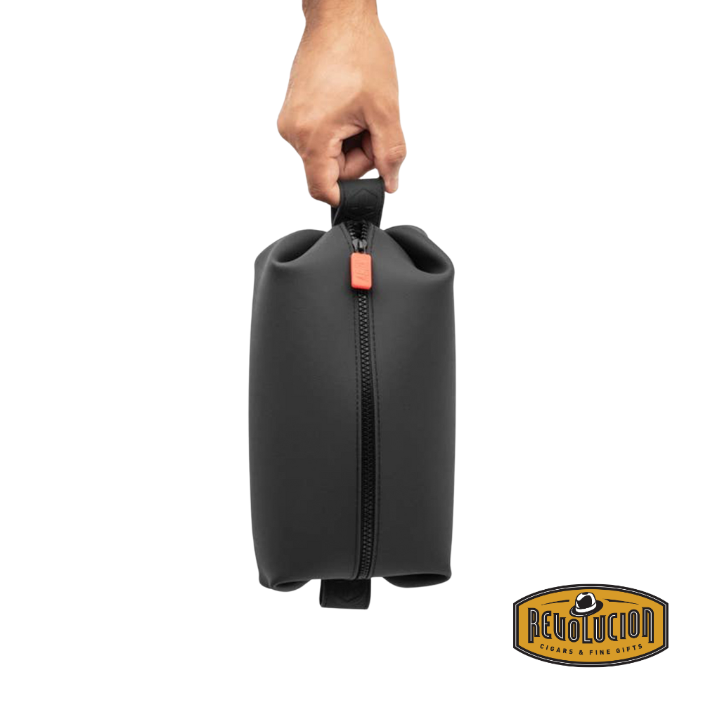 Side profile of the Koby Bag in charcoal standing upright, showcasing its shape, size, and structured build.