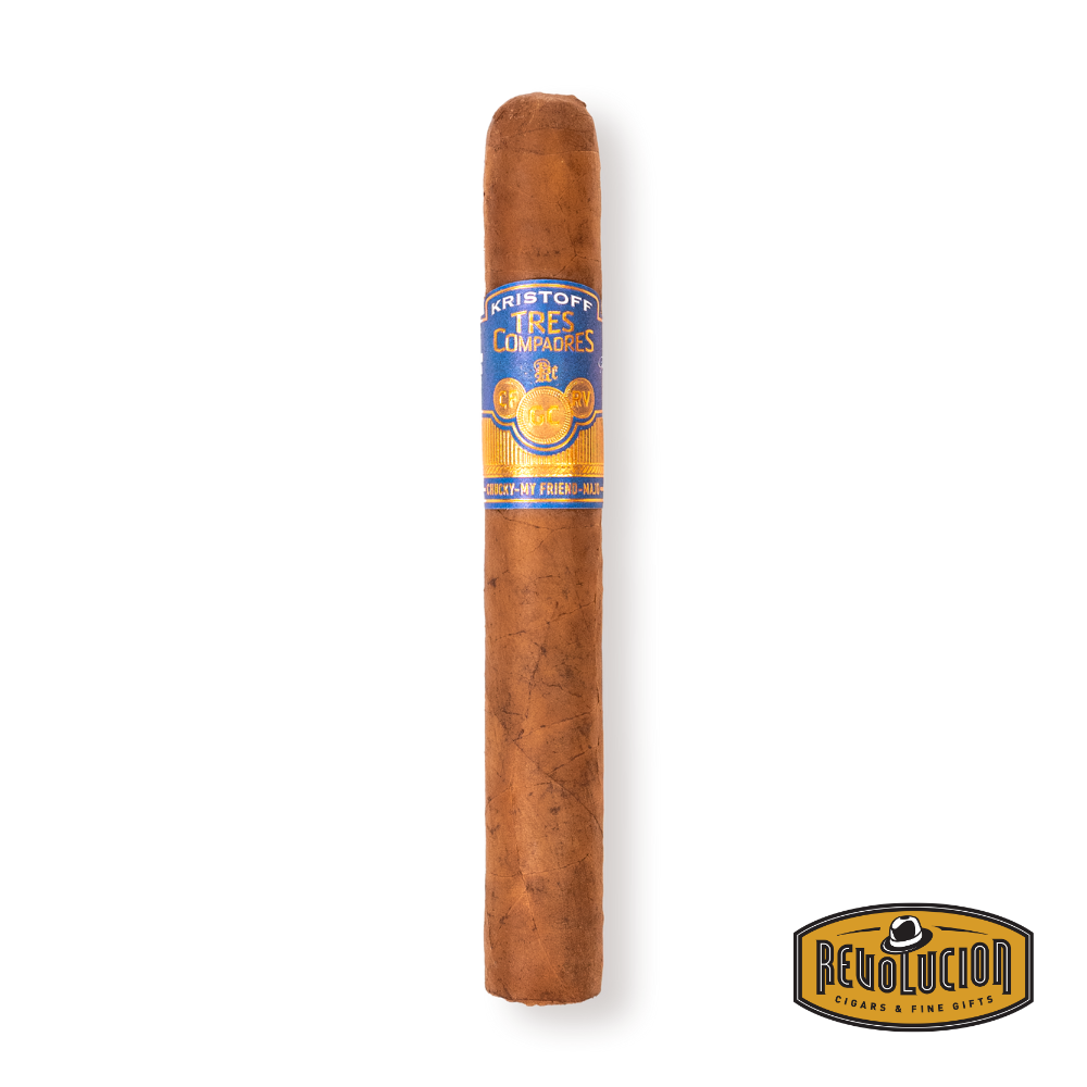Kristoff Tres Compadres Robusto is a medium strength Dominican cigar in a robusto size, offering a well-balanced blend of smooth earthiness, light spice, and subtle sweetness, crafted to honor friendship and shared moments.