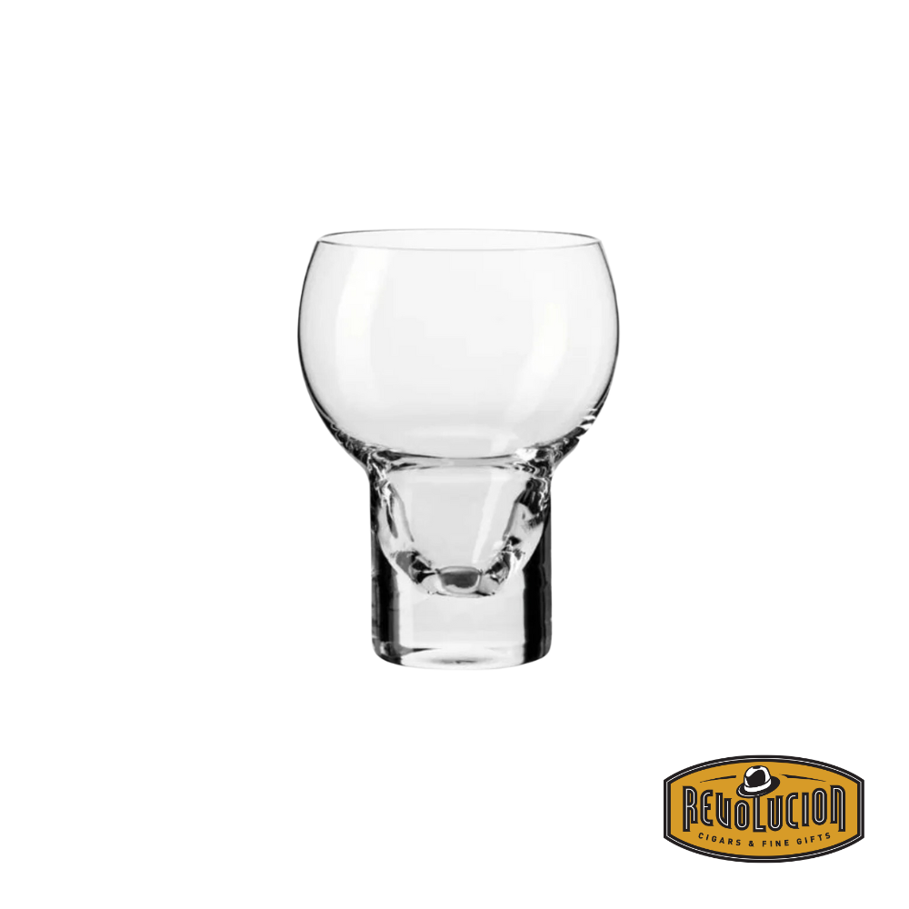 Single glass from the Krosno Shake Collection, showcasing a contemporary design with a round bowl and a sturdy, textured base for a distinctive look.