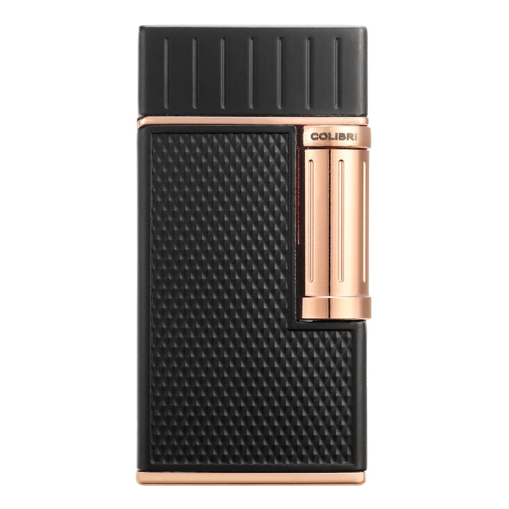 Briquet Colibri Julius à double flamme - Noir et or rose