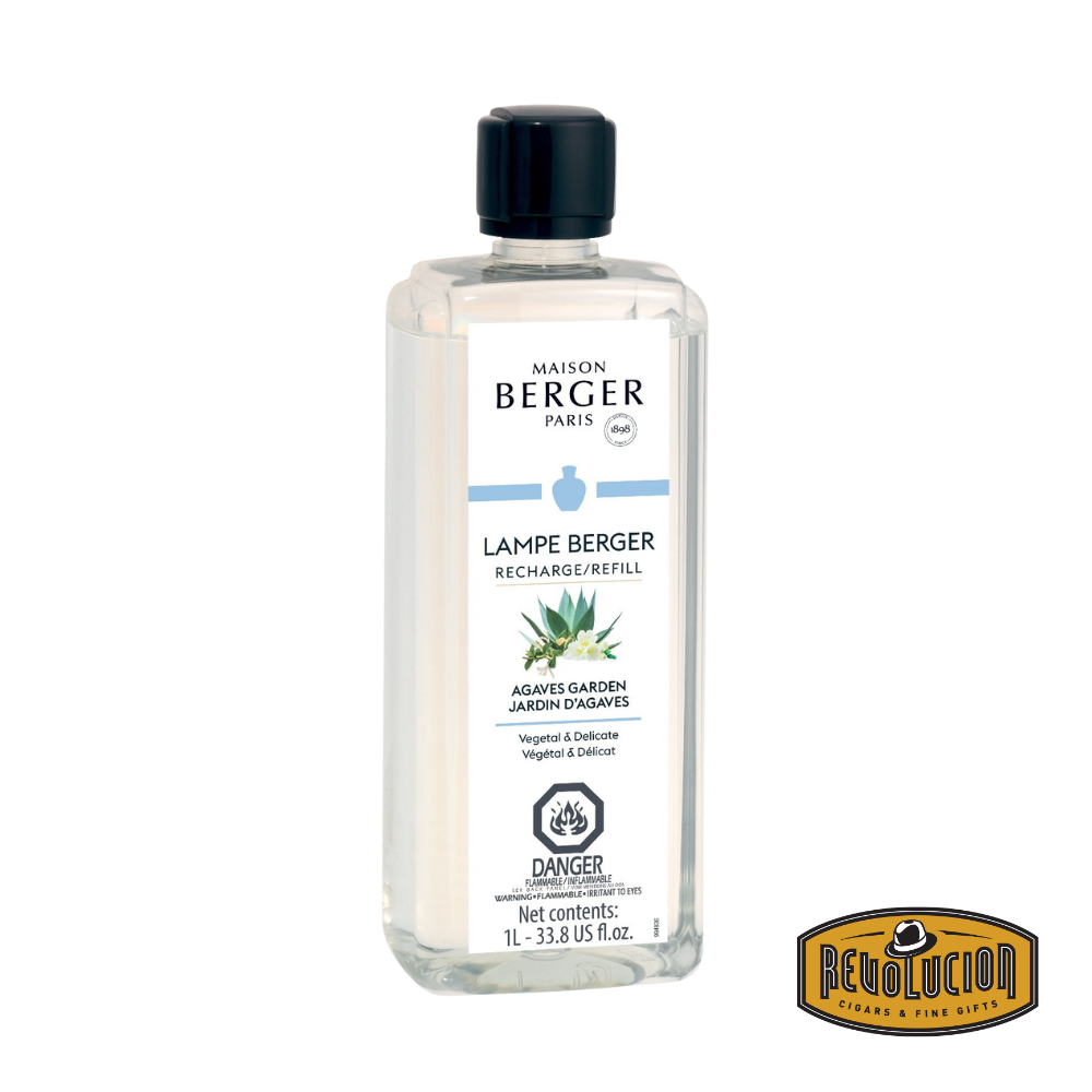 Lampe Berger Refill bottle of Agaves Garden fragrance, featuring a fresh, floral blend of agave and botanical notes that create a serene and soothing ambiance.