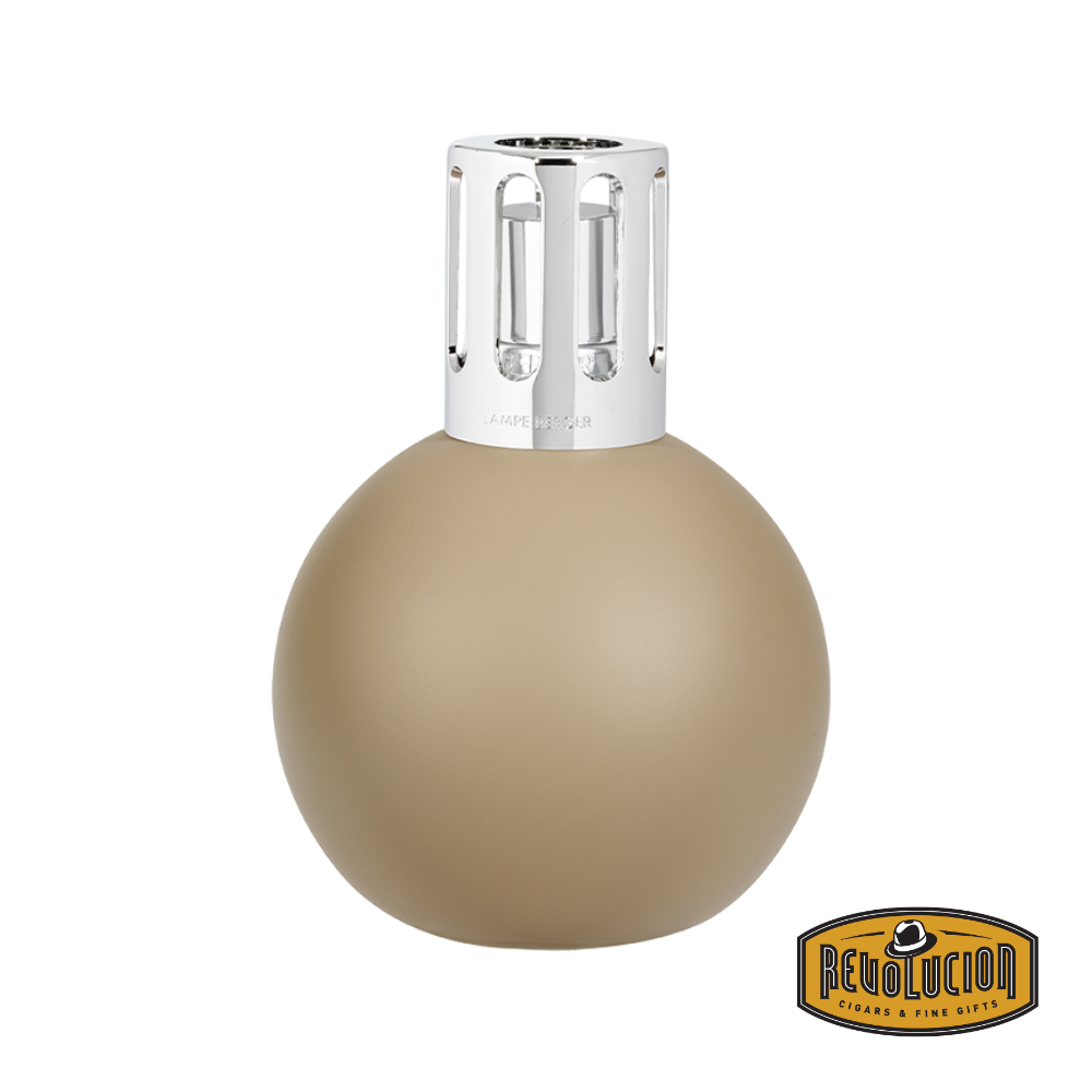 Lampe Maison Berger Boule in elegant taupe glass with a smooth, spherical shape.