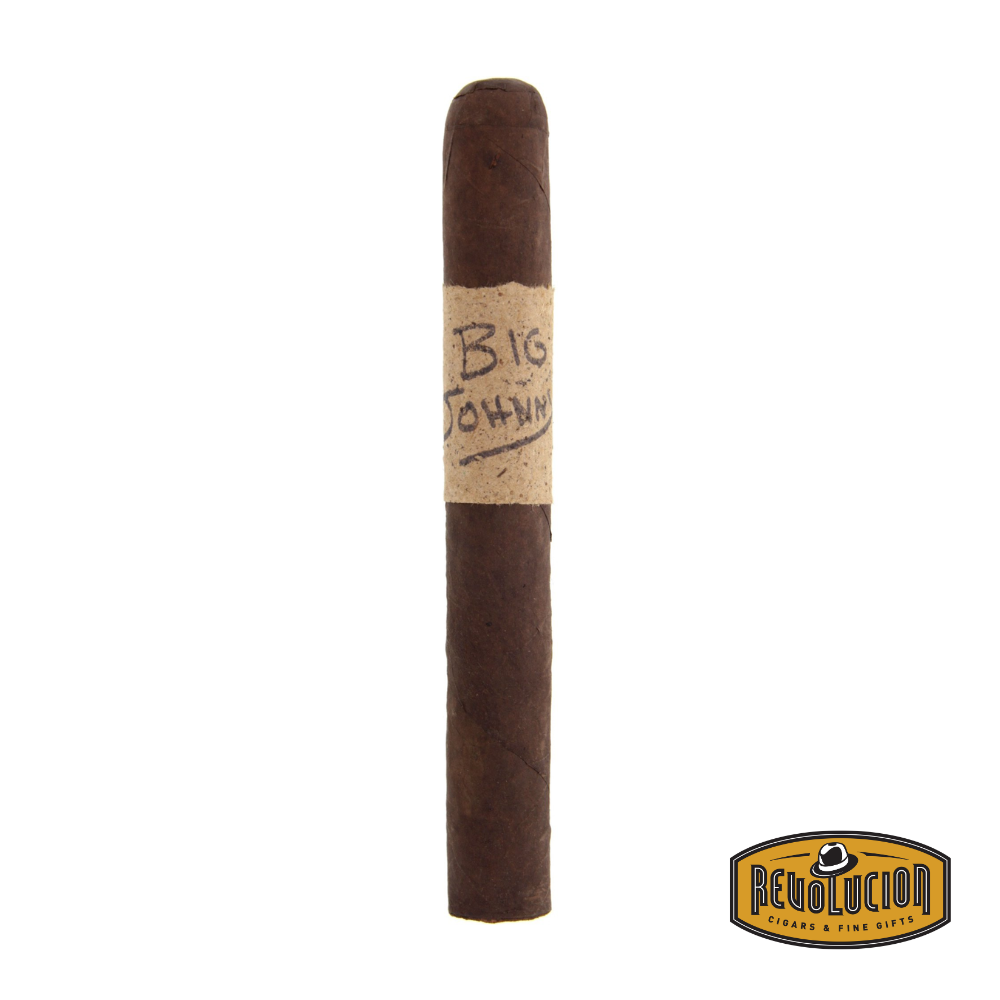Leaf by Oscar Big Johnny Maduro cigar featuring a large, rustic presentation with its signature tobacco leaf wrapping and bold, dark maduro wrapper, emphasizing its artisanal Honduran craftsmanship.