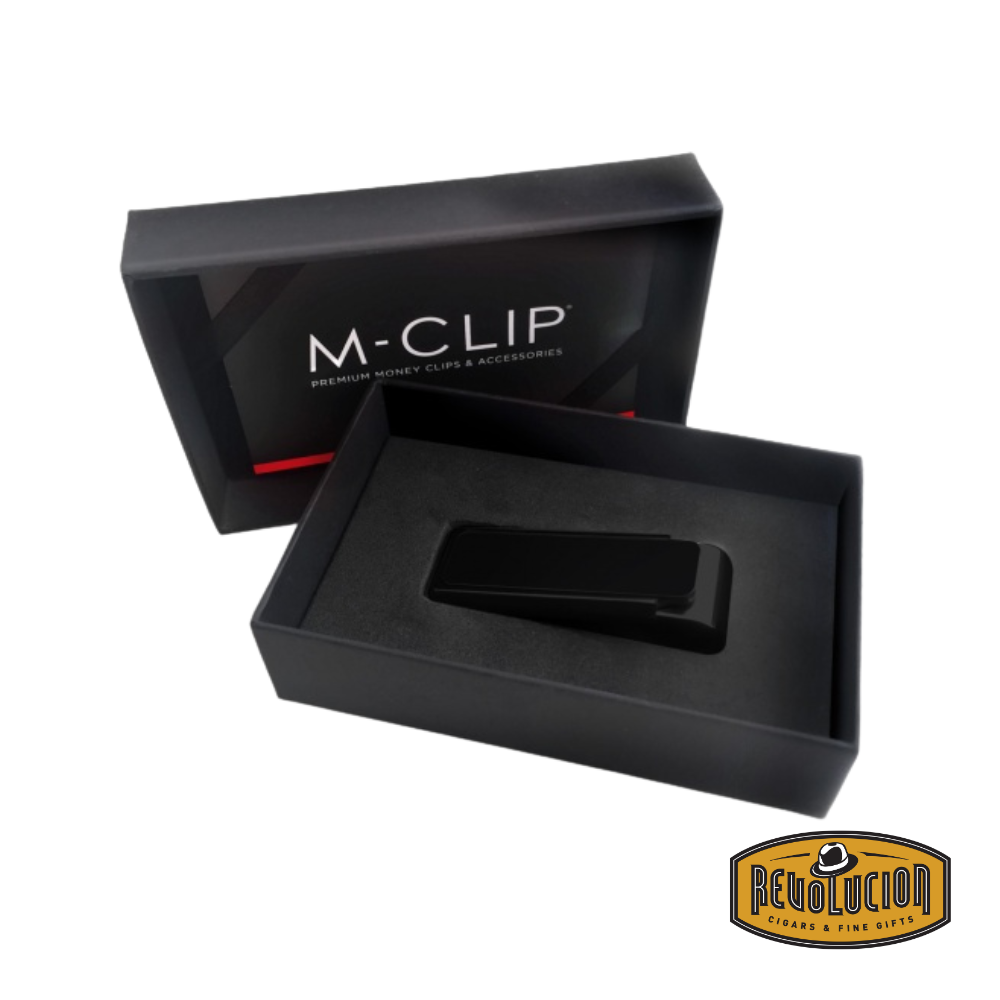 M-Clip Etched Honeycomb money clip displayed inside its original box, highlighting its premium craftsmanship and elegant presentation.