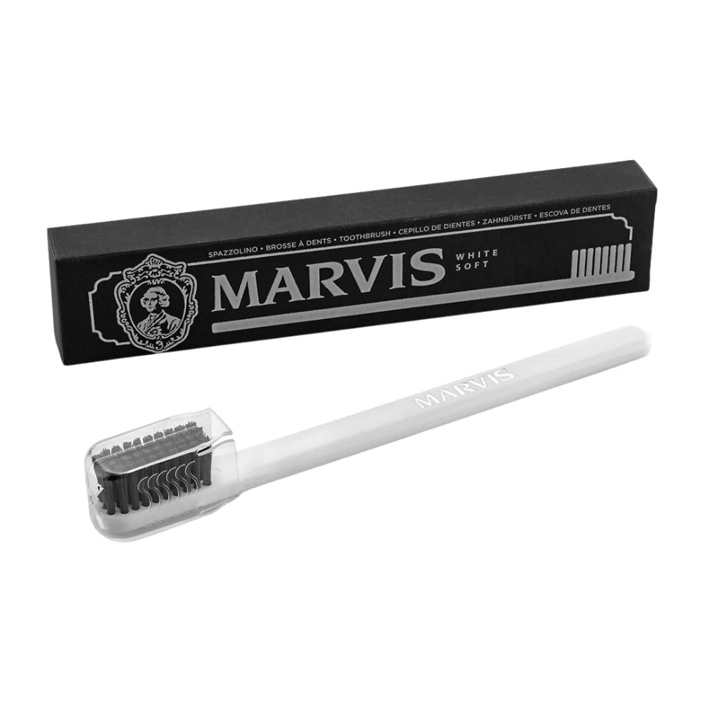 Marvis Toothbrush White Soft – elegant white toothbrush featuring soft bristles and a clean, minimalist design, ideal for sensitive gums.