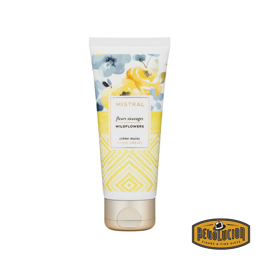 Mistral Hand Cream Wild Flowers – beautifully designed tube featuring floral accents and elegant typography, ideal for nourishing and hydrating hands.