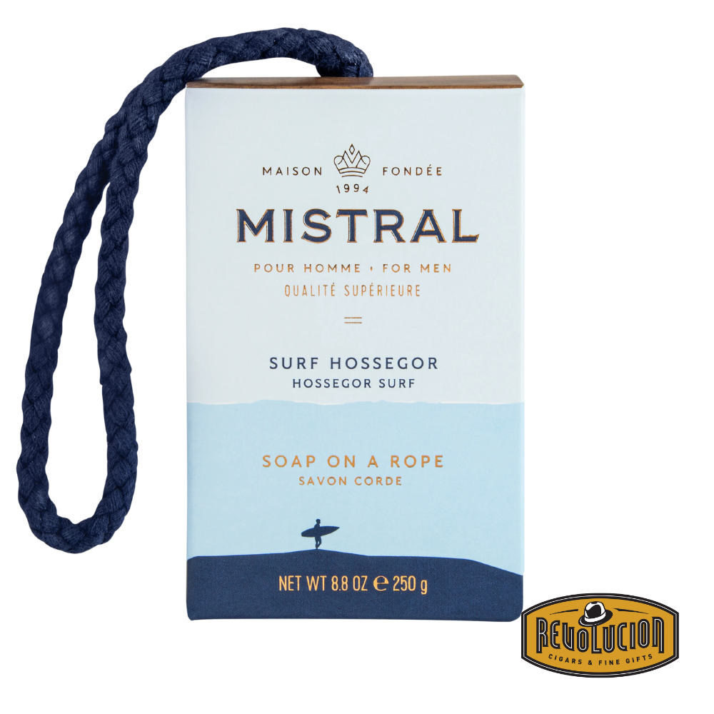 Mistral Men's Hydrating Soap Bar Surf Hossegor – a sleek blue-toned bar with ocean-inspired packaging, perfect for daily grooming.