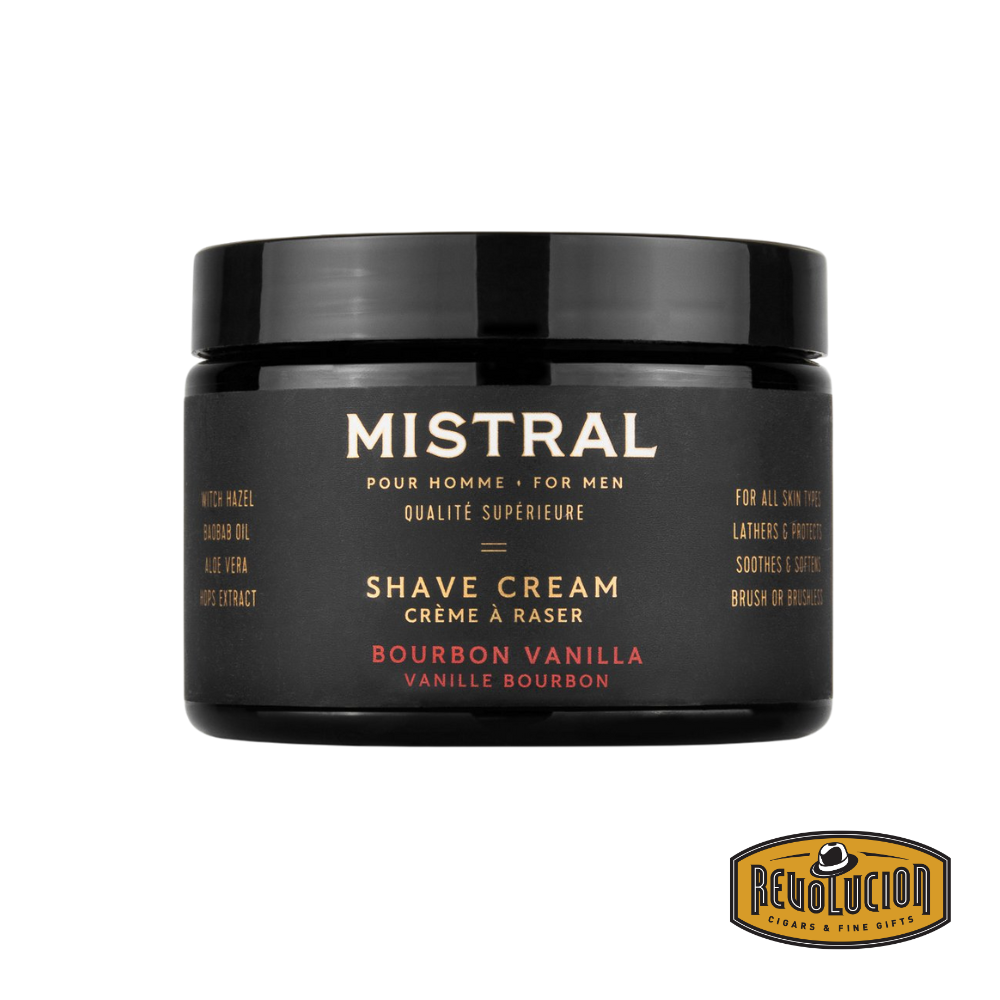 Mistral Men's Shave Cream Bourbon Vanilla 255g – premium shaving cream tube designed for a smooth, luxurious shave with a rich vanilla scent.