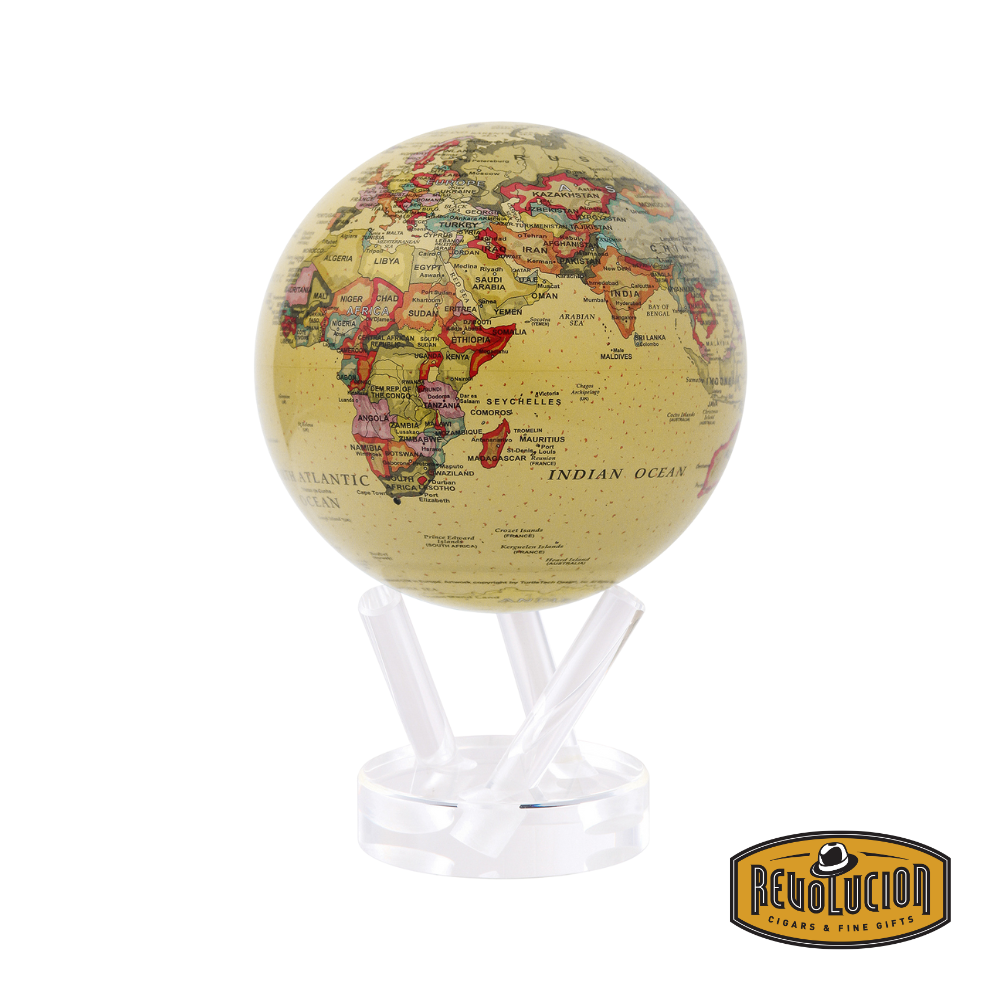 Mova Antique Beige 6" – a classic 6-inch globe with an antique beige color scheme, offering a vintage aesthetic and smooth rotation.