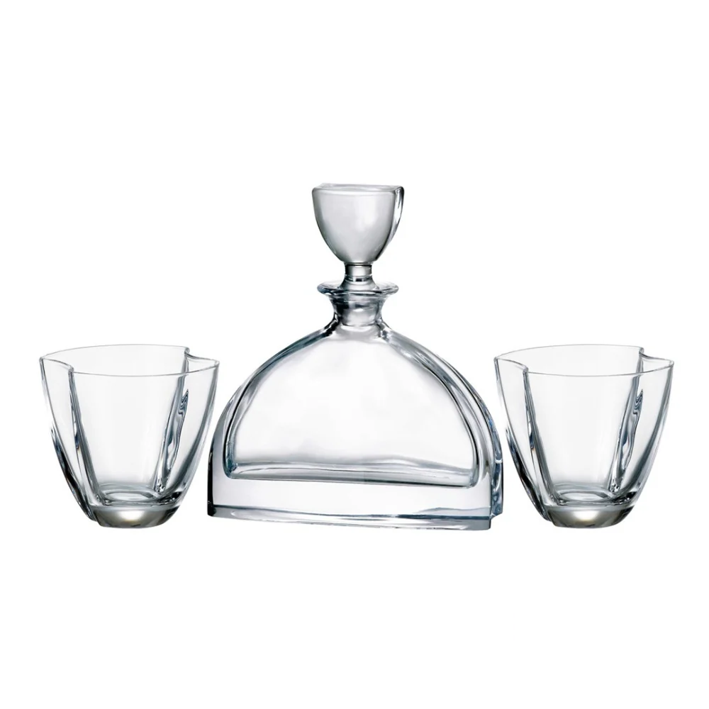 Nemo Whisky Set 3pc, featuring a sculptural 0.7L decanter with two matching whiskey glasses, designed with bold geometric angles for a sophisticated and modern look.