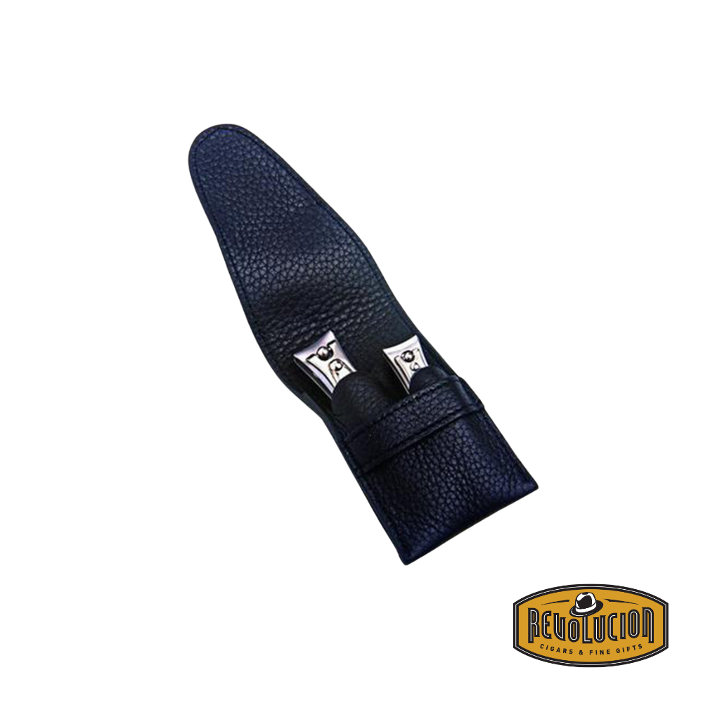 Niegeloh Manicure 2-piece set featuring high-quality stainless steel grooming tools neatly stored in a sleek leather case for easy portability and protection.