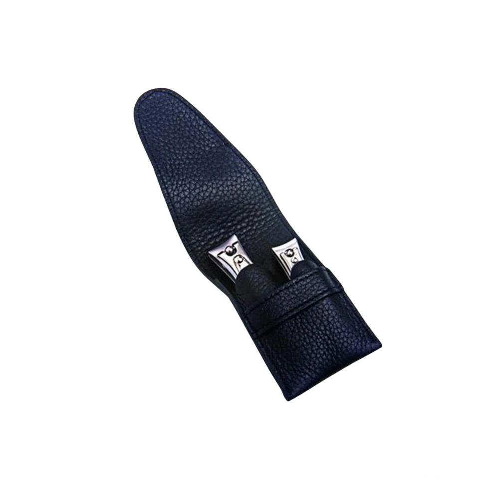 Niegeloh Manicure 2-piece set featuring high-quality stainless steel grooming tools neatly stored in a sleek leather case for easy portability and protection.