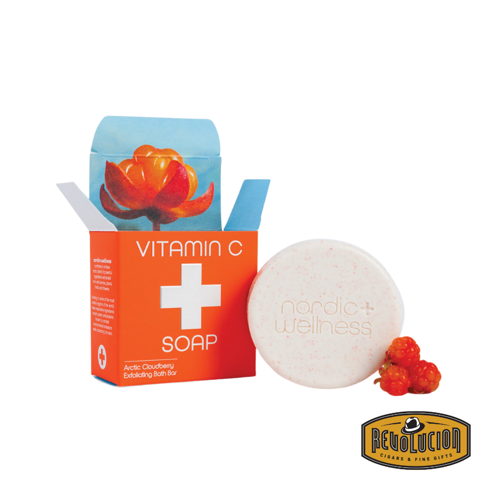 Nordic + Wellness Vitamin C Soap – A fresh, minimalist bar of soap in clean white and orange packaging, highlighting its brightening and antioxidant-rich formula.