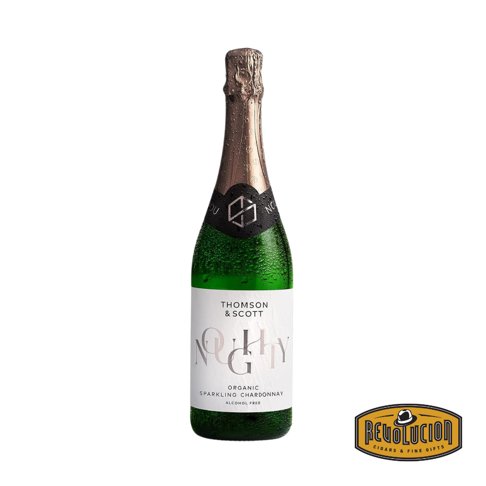 Noughty Sparkling Chardonnay Non-Alcoholic bottle, featuring an elegant label and a light golden hue, reflecting its premium alcohol-free composition.