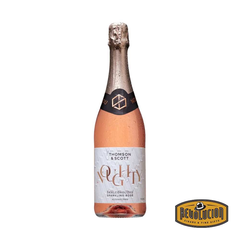 Noughty Sparkling Rosé Non-Alcoholic bottle, featuring a soft pink hue and an elegant label that highlights its refined, alcohol-free appeal.