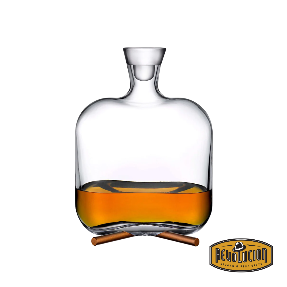 Nude Camp Whiskey Carafe filled with rich amber liquid, showcasing its elegant and minimalist glass design, perfect for serving and storing whiskey in style.