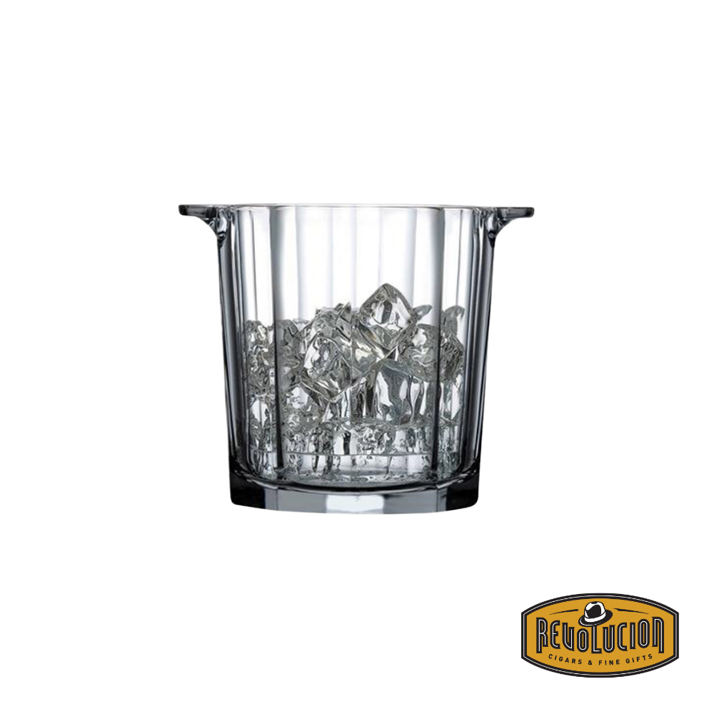 Nude Hemingway Ice Bucket, a sophisticated and minimalist ice bucket crafted from high-quality glass, designed to keep ice cubes chilled while adding an elegant touch to any bar setup.