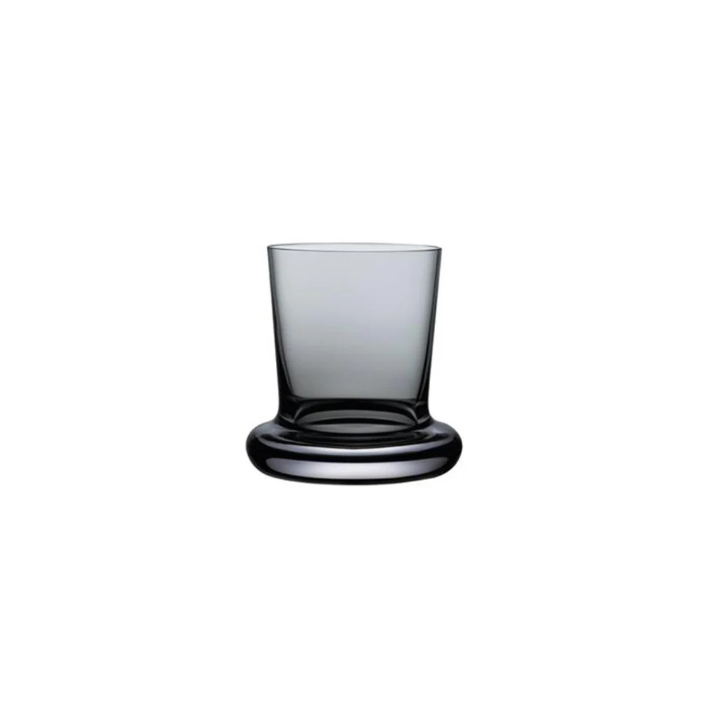 Nude Stamp Water Glass Set of 2 in Smoke, a pair of stylish and subtly tinted glasses with a contemporary design, perfect for serving water or other beverages with sophistication.