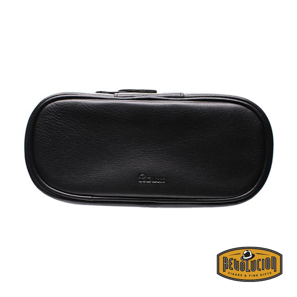 Front view of the Peterson Classic 2 Pipe & Tobacco Pouch, showcasing its elegant leather design.