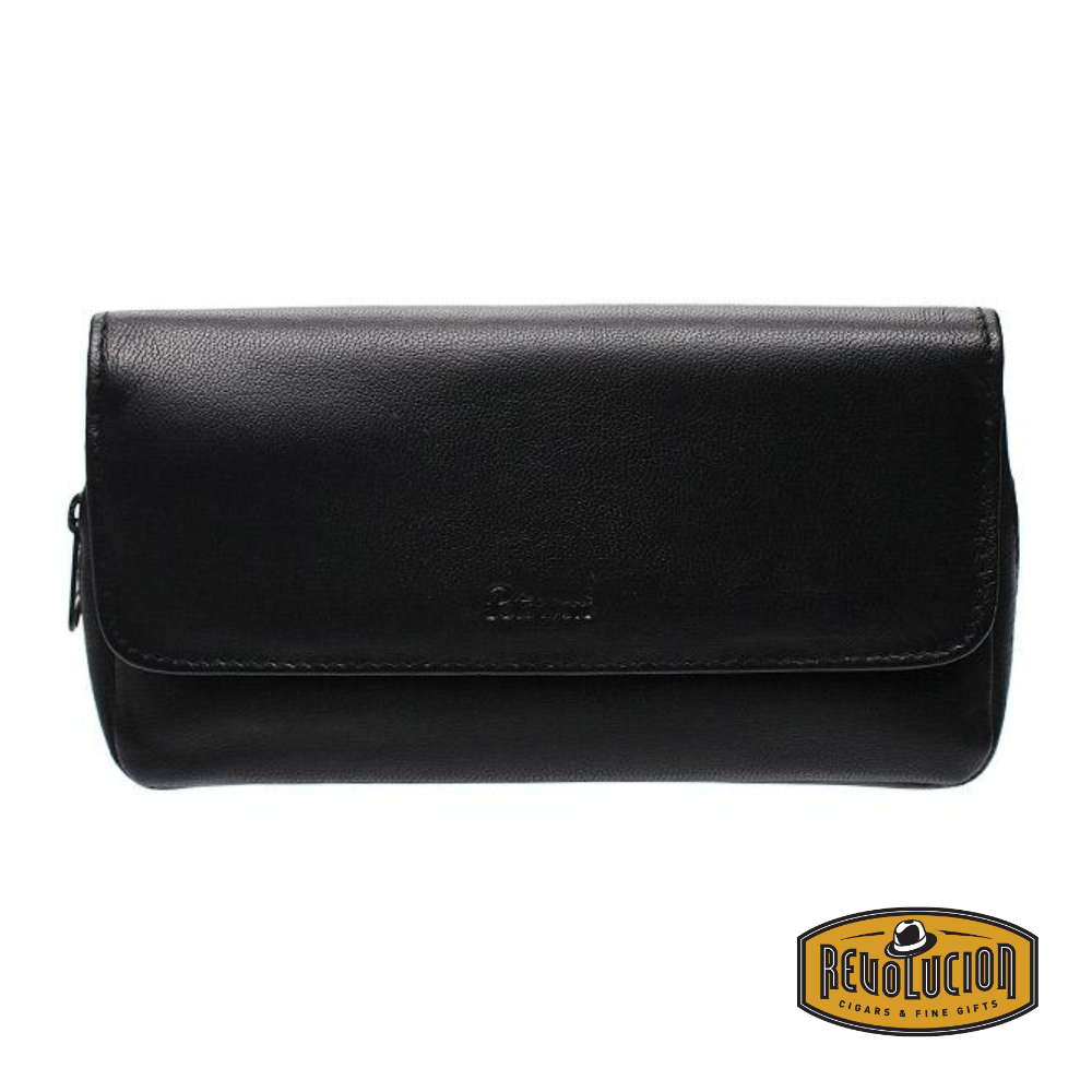Closed view of the Peterson Classic 2 Pipes & Accessory Pouch, highlighting its sleek and durable design.