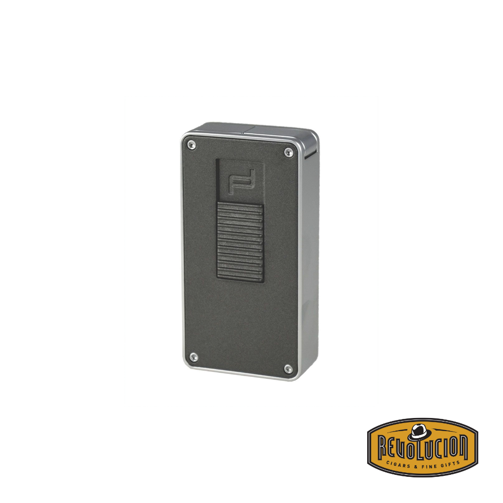 Porsche Design Single Wide Flame Lighter in grey, featuring a sleek and modern metallic finish.
