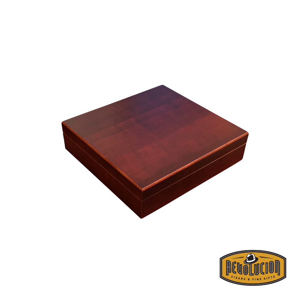 Prestige Chateau 20 Count Cigar Humidor in dark cherry finish, featuring a classic design with a secure seal for optimal cigar preservation.