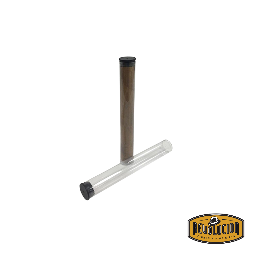 A Prestige Round Bottom Acrylic Cigar Tube displayed, showcasing its transparent body and rounded bottom for a sleek and practical design.