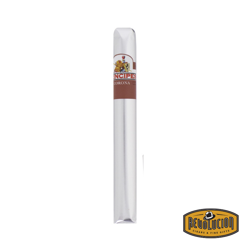 Principes Claro Caribbean Rum Flavored Corona cigar, a mild to medium strength Dominican cigar with a claro wrapper and vibrant packaging hinting at tropical rum flavors.