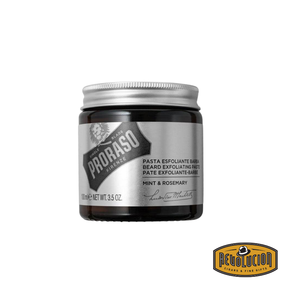 Proraso Beard Exfoliating Paste in a classic vintage-style jar, designed for deep cleansing and beard care.