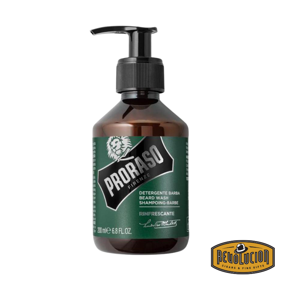 Proraso Beard Wash Refreshing in its signature green bottle.