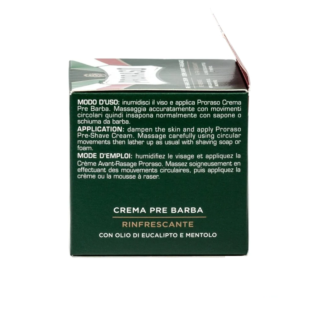 Side of Proraso box showing usage instructions.