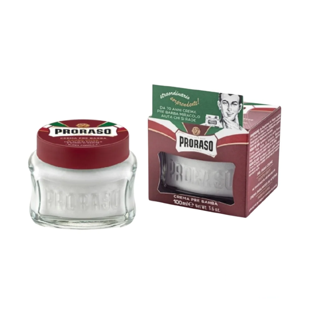 Proraso Pre and After Shave Cream with sandalwood and shea butter, 100 ml jar.