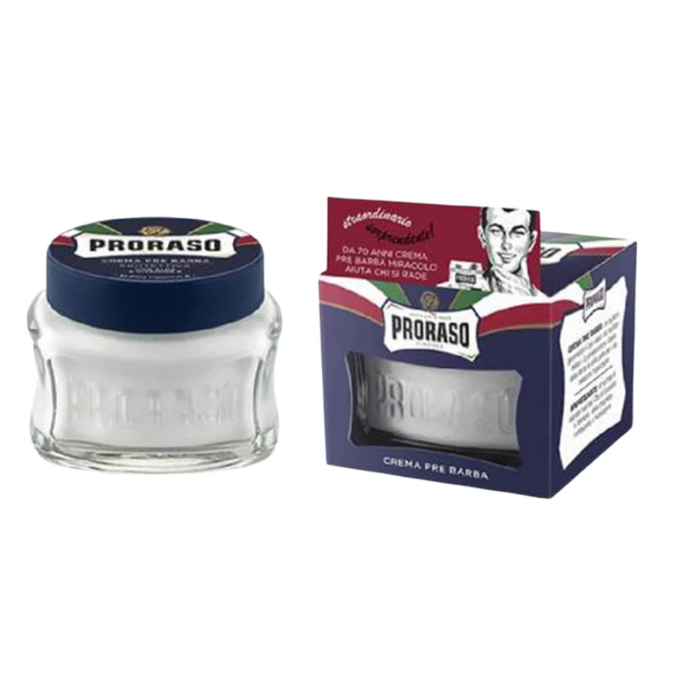 Proraso Pre and After Shave Cream with Aloe and Vitamin E in 100 ml jar.
