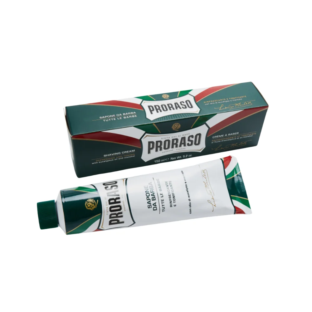 Proraso Shaving Cream Eucalyptus and Menthol 150 ml tube.