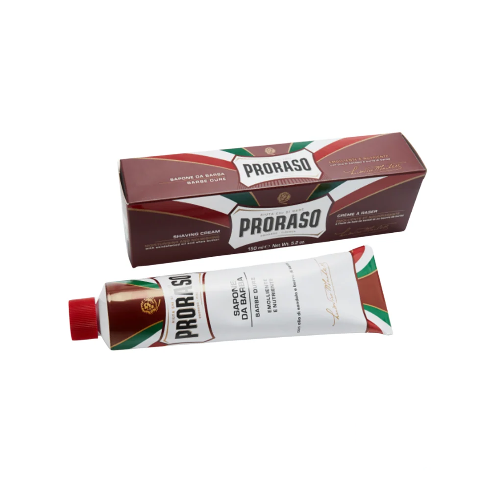 Proraso Shaving Cream Sandalwood Oil and Shea Butter 150 ml tube.