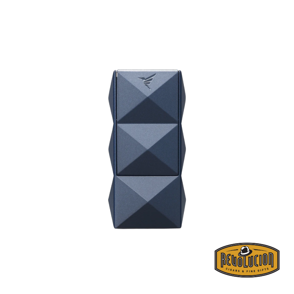 Briquet Colibri Quasar II à double flamme avec poinçon - Bleu marine
