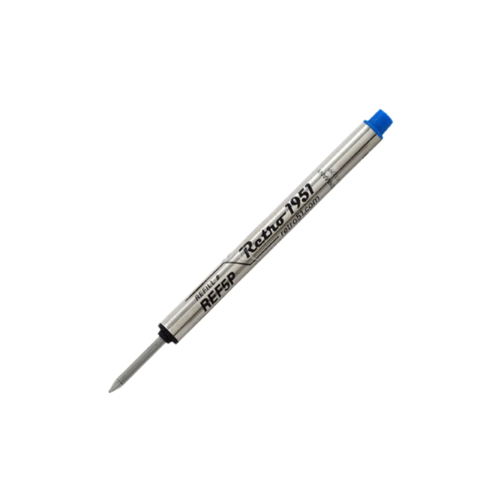 A Retro 51 Capless Refill in blue, designed for smooth and consistent ink flow, compatible with Retro 51 rollerball pens.