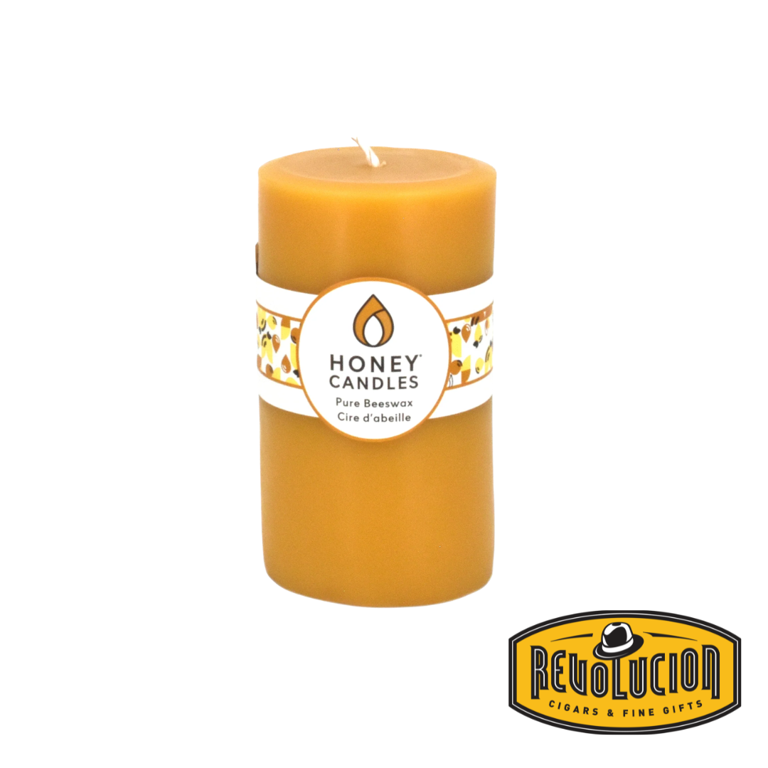 Honey Candle Pure Beeswax Round Pillar 5" - Natural