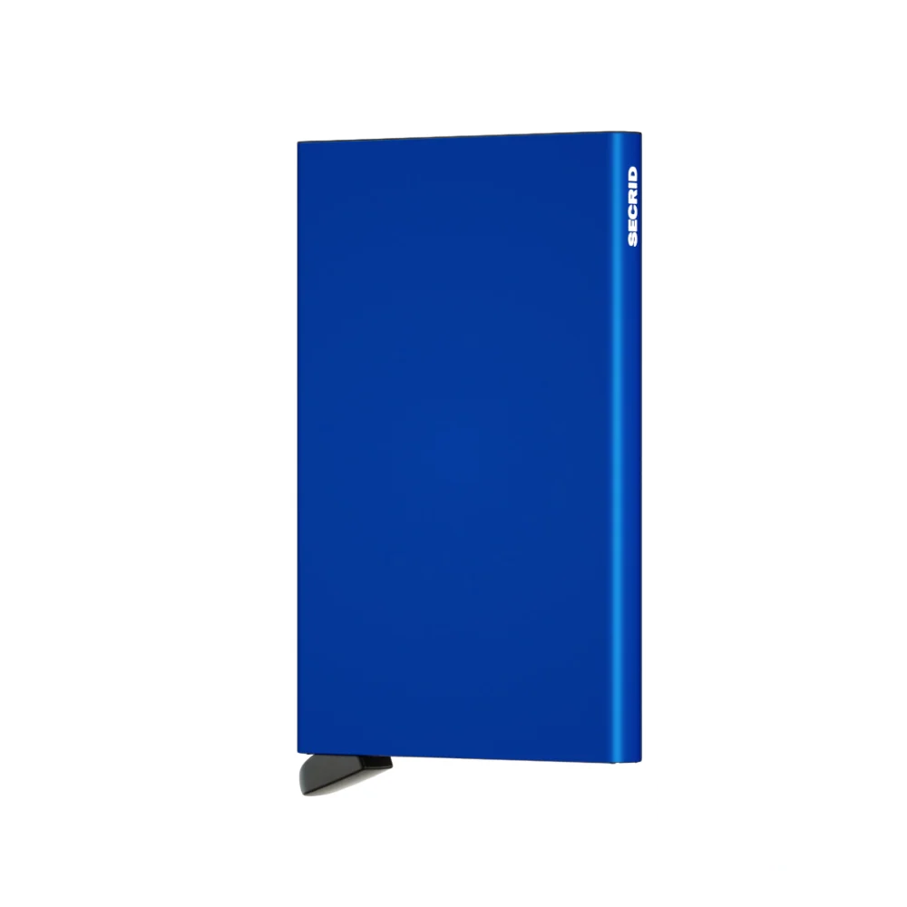 Secrid Aluminium Cardprotector Wallet in vibrant blue, designed to protect and organize up to six cards effortlessly.