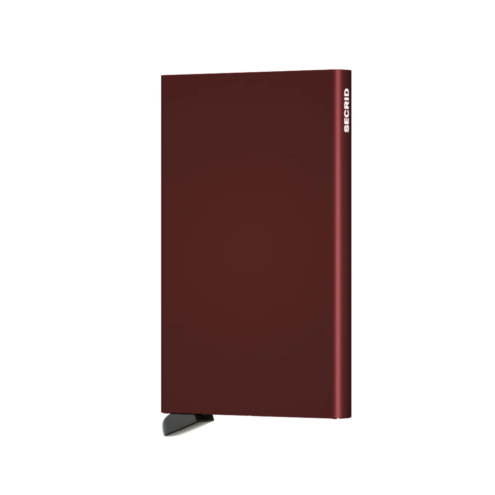 Secrid Aluminium Cardprotector Wallet in elegant bordeaux, providing premium security and organization for up to six cards.