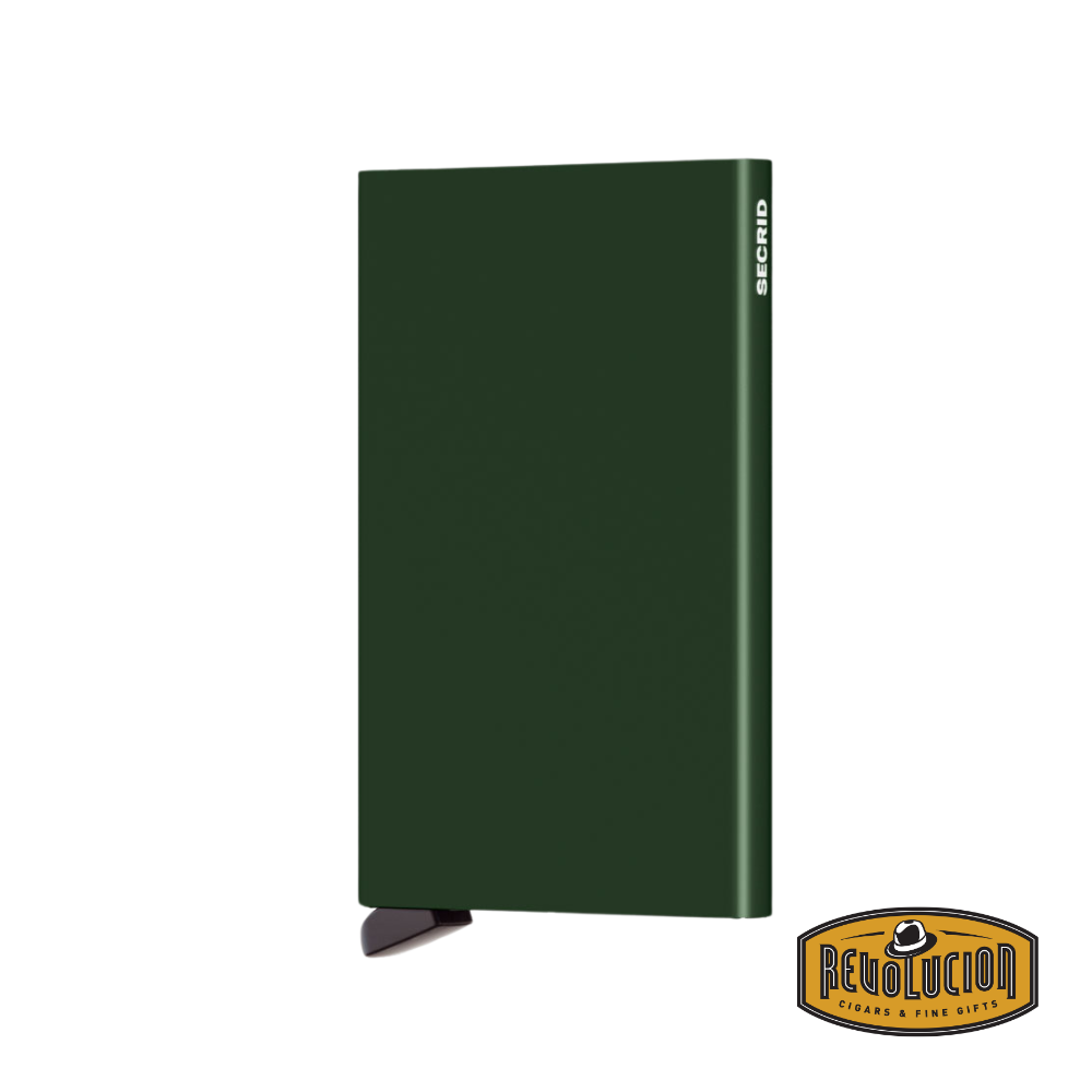 Secrid Aluminium Cardprotector Wallet in deep green, an elegant and secure cardholder that fits up to six cards effortlessly.